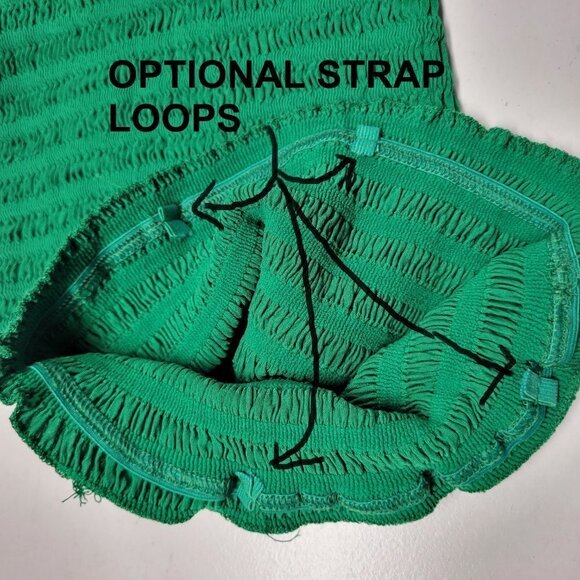 GREEN Smocked Strapless Stretchy Waist Length Tube Top - One Size - NEW - Picture 3 of 8